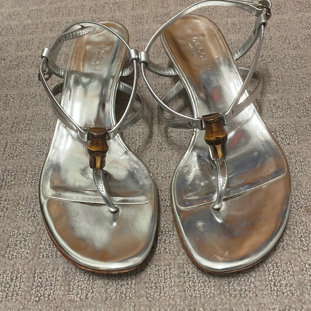 Gucci Silver Bamboo Sandal